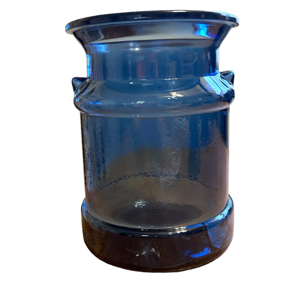 Vintage L E Smith Blue “Milk Can” Glass Jar - Picture 5 of 16